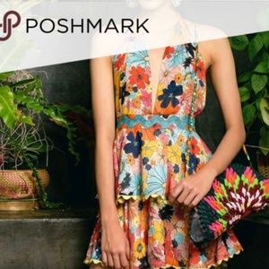 Celia B Anaise Floral Halter Tiered Mini Dress